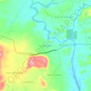 Topografische Karte Calabnigan, Höhe, Relief