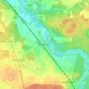 Topografische Karte Bruchtorf, Höhe, Relief