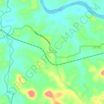 Topografische Karte Savanur, Höhe, Relief