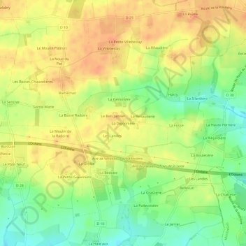 Topografische Karte La Digonnière, Höhe, Relief