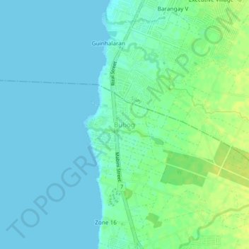 Topografische Karte Bubog, Höhe, Relief