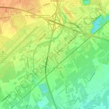 Topografische Karte Dossobuono, Höhe, Relief