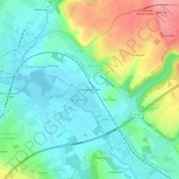 Topografische Karte Champmarchand, Höhe, Relief