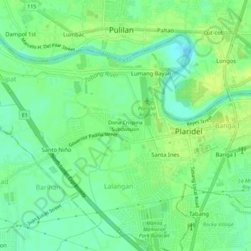 Topografische Karte Dona Crispina Subdivision, Höhe, Relief