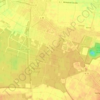 Topografische Karte Ginsterweg, Höhe, Relief