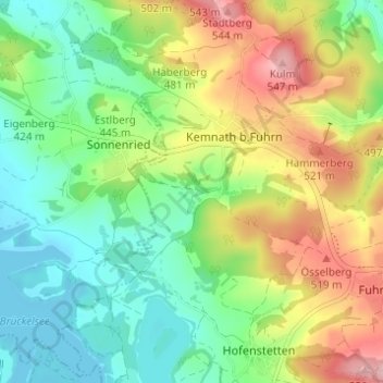 Topografische Karte Büchlhof, Höhe, Relief