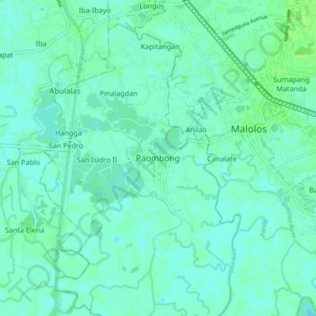 Topografische Karte Paombong, Höhe, Relief