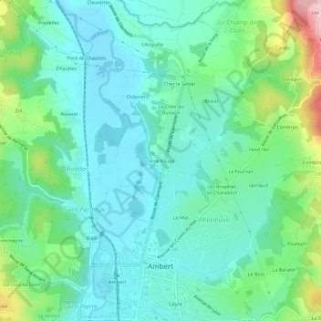Topografische Karte Terre Rouge, Höhe, Relief