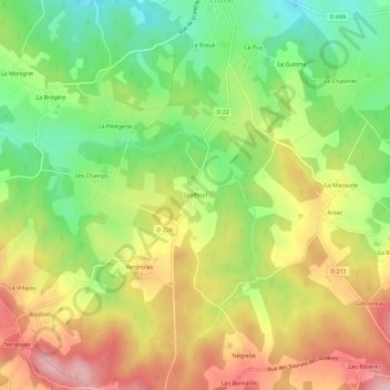 Topografische Karte Graffeuil, Höhe, Relief