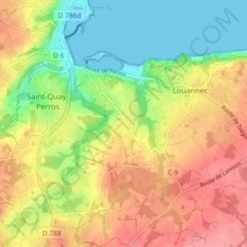 Topografische Karte Lannec Vihan, Höhe, Relief
