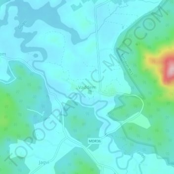 Topografische Karte Vaddem, Höhe, Relief
