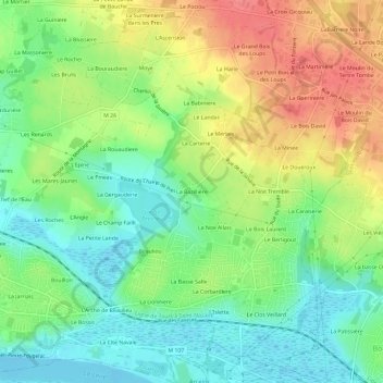 Topografische Karte La Bazillière, Höhe, Relief