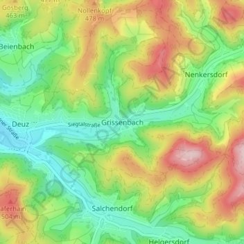 Topografische Karte Grissenbach, Höhe, Relief