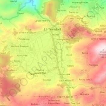 Topografische Karte Zone 1, Höhe, Relief