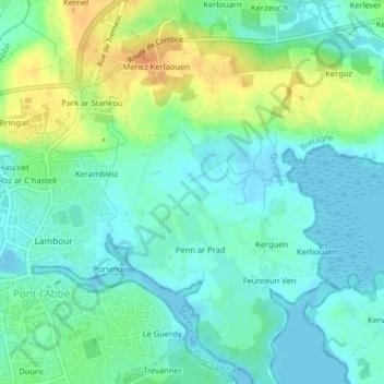 Topografische Karte Lande Vallée, Höhe, Relief