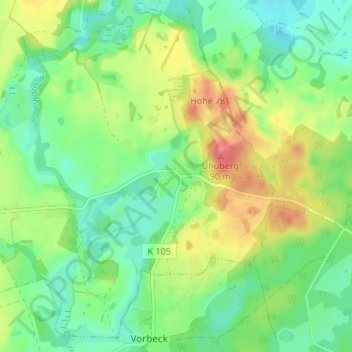 Topografische Karte Kritzow, Höhe, Relief