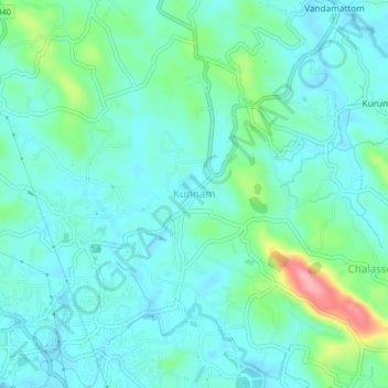 Topografische Karte Kunnam, Höhe, Relief