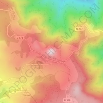 Topografische Karte Route des Sources de la Loire, Höhe, Relief