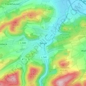 Topografische Karte Berge, Höhe, Relief