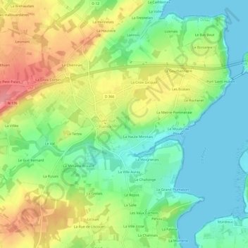 Topografische Karte Les Vaux Grapins, Höhe, Relief