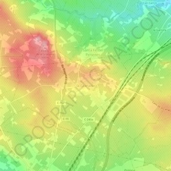 Topografische Karte la Granada, Höhe, Relief