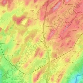 Topografische Karte Lampertsweiler, Höhe, Relief