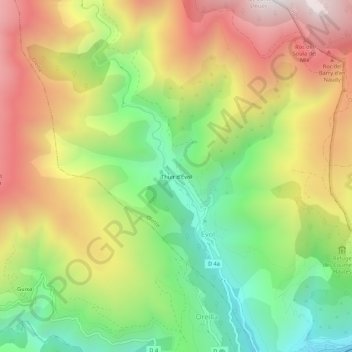 Topografische Karte Thuir d'Évol, Höhe, Relief