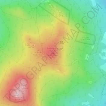 Topografische Karte Burgstein, Höhe, Relief