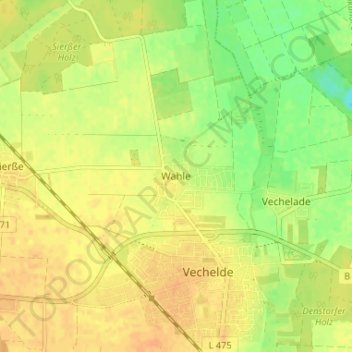 Topografische Karte Wahle, Höhe, Relief