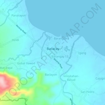Topografische Karte Barangay 12, Höhe, Relief