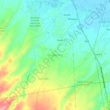 Topografische Karte Pandatung, Höhe, Relief