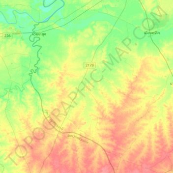 Topografische Karte Samrong, Höhe, Relief