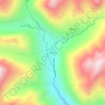 Topografische Karte Thangu Valley, Höhe, Relief