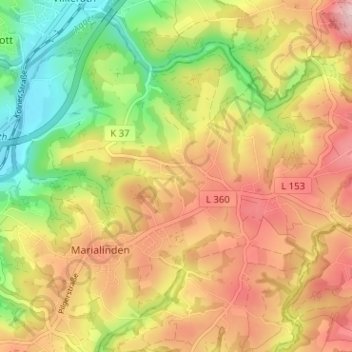 Topografische Karte Siefen, Höhe, Relief