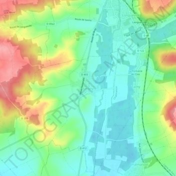 Topografische Karte Jutigny, Höhe, Relief