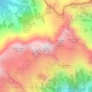 Topografische Karte Skuta, Höhe, Relief