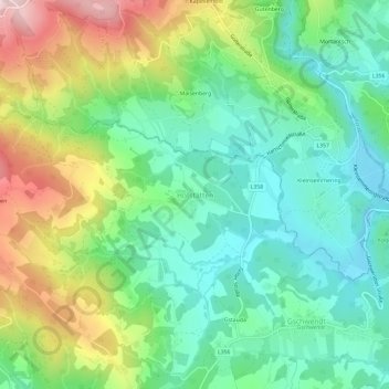 Topografische Karte Hofstätten, Höhe, Relief