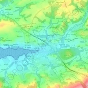 Topografische Karte Ty Voualc'h, Höhe, Relief