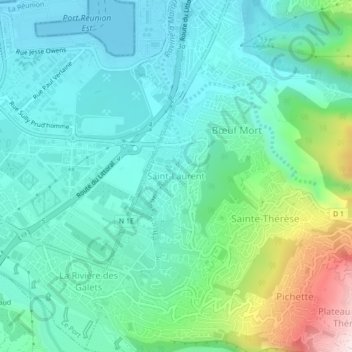 Topografische Karte Saint-Laurent, Höhe, Relief