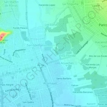 Topografische Karte Escates, Höhe, Relief