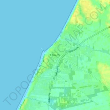 Topografische Karte Lökken, Höhe, Relief