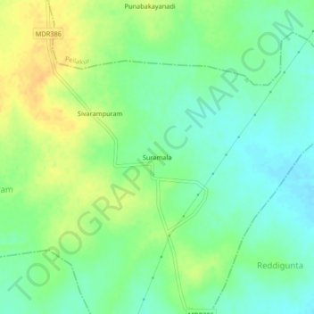 Topografische Karte Suramala, Höhe, Relief