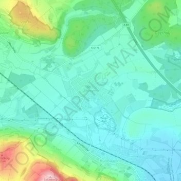 Topografische Karte Ehingen, Höhe, Relief