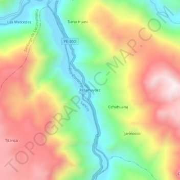 Topografische Karte Retamayocc, Höhe, Relief