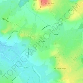 Topografische Karte Les Vaslins, Höhe, Relief