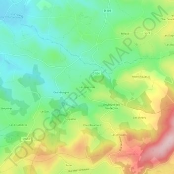 Topografische Karte Les Guerinas, Höhe, Relief