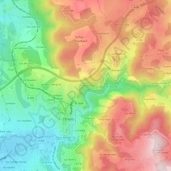 Topografische Karte Tournaire, Höhe, Relief