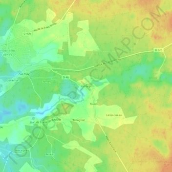 Topografische Karte La Forge, Höhe, Relief