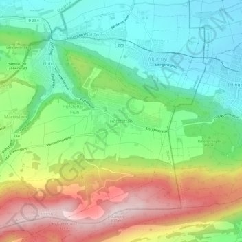 Topografische Karte Hofstetten, Höhe, Relief