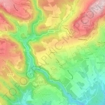 Topografische Karte Etzwihl, Höhe, Relief